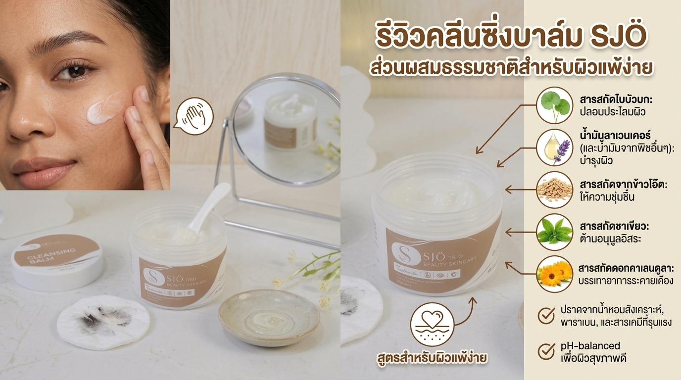 รีวิวคลีนซิ่งบาล์ม SJÖ ส่วนผสมธรรมชาติสำหรับผิวแพ้ง่าย